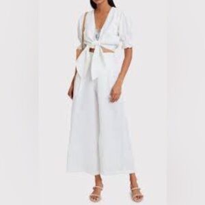 Faithful The Brand 100% Linen High Waisted Wide Leg Pants Size 4 White